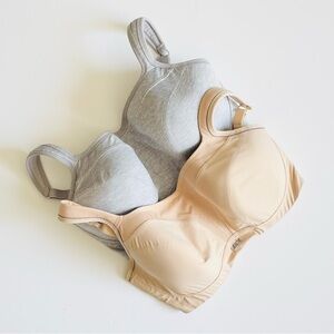 2PCS Panache 34G beige and grey high impact sports bra